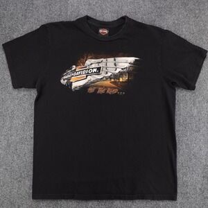 Harley-Davidson T-Shirt Mens Large Black Adventure Dover Ohio Horsepower Graphic